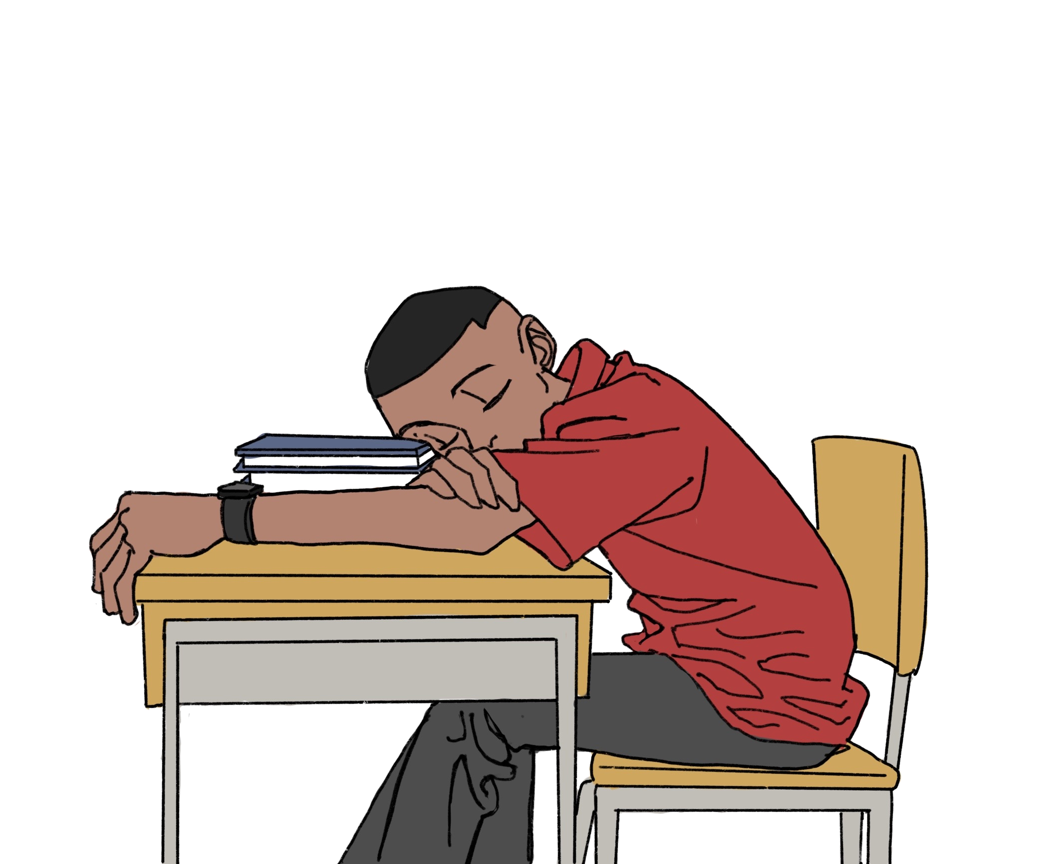 A student asleep at his desk